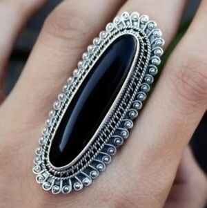 Black and Silvertone Statement Ring